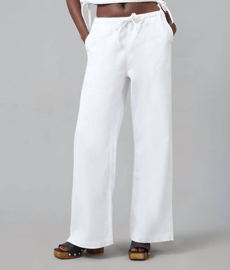 Lola Jeans Remy Twill Mid Rise Wide Leg Trouser In White