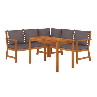 vidaXL Juego Comedor De Jard&iacute;n 4 Pzas Con Cojines Madera Maciza Acacia Vidaxl