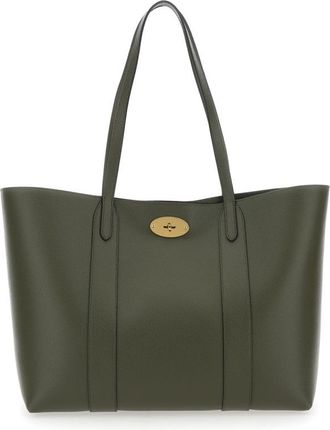 Mulberry Bayswater Green Tote Bag With Front Turn-Lock Closure In Leather Woman