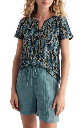 Seasalt Cornwall Waterflow Floral Print Organic Cotton Top in Red Hot Poker Maritime at Nordstrom, Size 18 Us