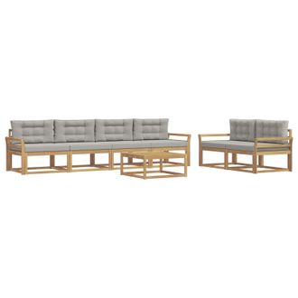 vidaXL Conjunto De Sof&aacute;s De Exterior 6 Pcs Blanco Y Gris Claro Vidaxl