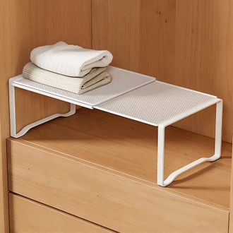 No Brand Organizador De Estantes Met&aacute;licos De Malla Densa, Ajustable Y Extensible De 38 A 62 Cm, Para Cocina, Ba&ntilde;o Y Armarios De Zapatos (blanco)