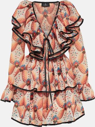 Etro Printed ruffled minidress