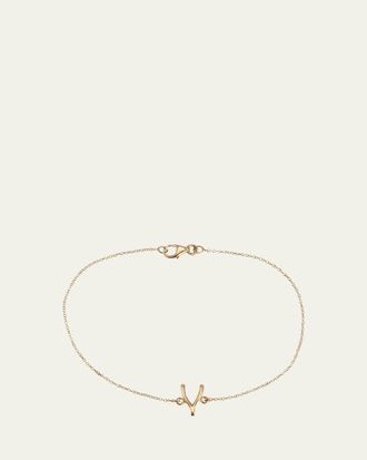 Jennifer Meyer 18k Gold Mini Wishbone Chain Bracelet on a 14k Chain