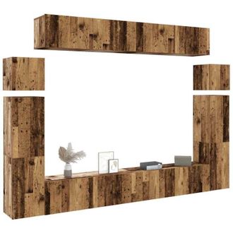 vidaXL Vidaxl - Conjunto De Mueble De Tv 8 Piezas Montado La Pared Madera Vieja