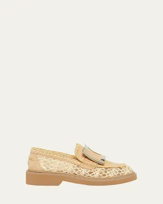 ローファー・オックスフォード ROGER VIVIER Viv Rangers Strass Buc Loafer 25 Roger Vivier Women Viv' Rangers Stitch Strass Buckle Loafers