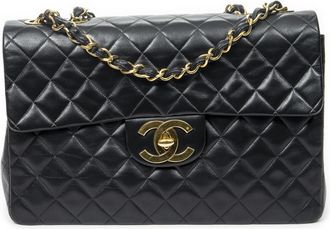 Chanel Pre-owned Womens Maxi Jumbo XL Flap Shoulder Bag - Black - One Size