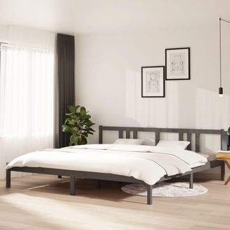 vidaXL Estructura De Cama Sin Colch&oacute;n Madera Maciza Gris 200x200 Cm Vidaxl