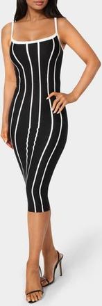 Bebe Stripe Sleeveless Body-Con Dress in Black/White at Nordstrom Rack, Size Medium