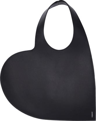 Coperni Black Leather Heart Tote Bag