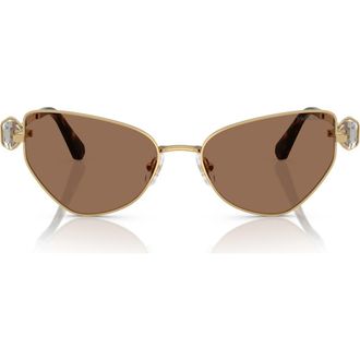Swarovski 57mm Irregular Butterfly Sunglasses in Gold Brown at Nordstrom