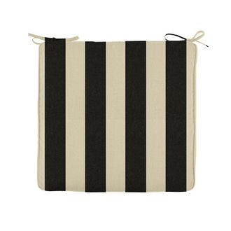 Ballard Designs Replacement Chair Cushion - 21.5x18.5 - Box Edge, Canopy Stripe Black/Sand Sunbrella - Ballard Designs