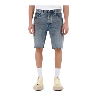 Purple Denim Bermuda Shorts Frayed Effect - male - Purple Brand - Denim Shorts - Blue - W32 - Shorts