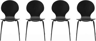 Sweeek Sweeek - Set of 4 retro wooden stacking chairs, Naomi, Black, 43x48x87 cm