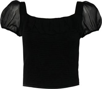 Emporio Armani puff-sleeved top - Black