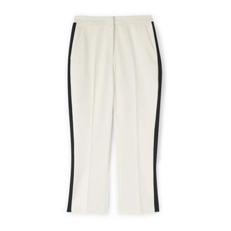 Motivi Cropped Broek met Zijstreep - Dames - Vrijetijds broeken - Wit - 2XS - Katoen - Broeken