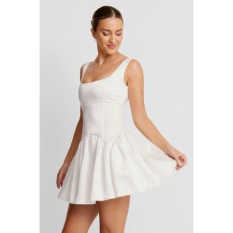 Six Stories Scoop Neck Sleeveless Skater Mini Dress in White at Nordstrom, Size 12