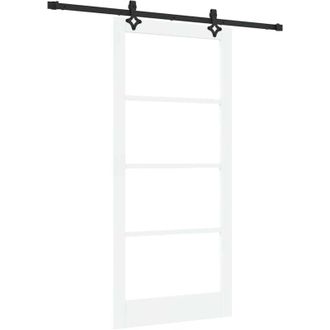 vidaXL Vidaxl - Puerta Corrediza Manual Blanco 93 X 202 Cm Madera Y Metal