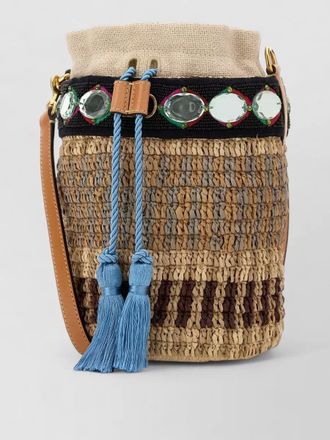 Valentino Garavani raffia vlogo signature bucket bag tassels