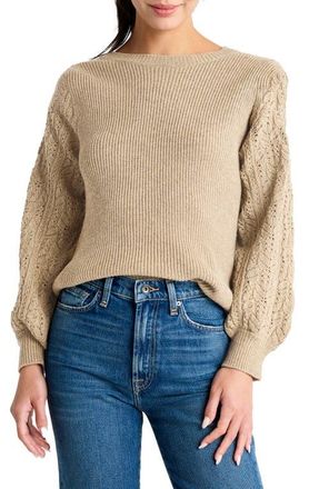 Splendid Phoebe Pointelle Sweater in Heather Camel at Nordstrom, Size Small