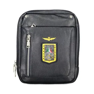Aeronautica Tassen, Heren, Blauw, ONE Size, Polyester, Blauwe Polyester Schoudertas met Meerdere Zakken