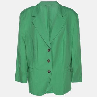 424 Basler Green Linen Blend Single Breasted Blazer