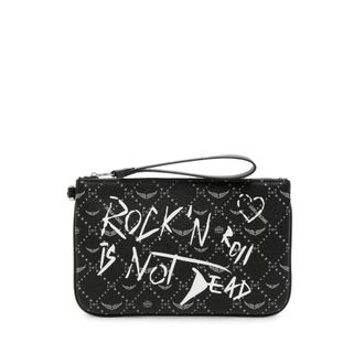 Zadig&Voltaire Slogan-print Grained-leather Clutch Bag