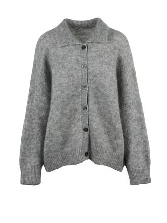 Aspesi Light Grey Textured Knit Oversized Cardigan