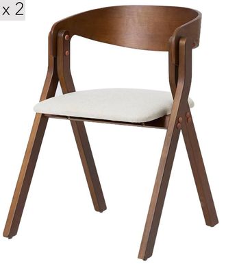 Nordlys Set of 2 Solid Wood & Fabric Dining Chairs in Dark Brown
