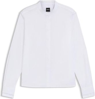 BOSS Regular-fit blouse in cotton poplin with concealed placket