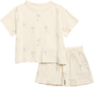 Rylee + Cru Palms Shirt & Bloomers Set in Natural at Nordstrom, Size 12-18M