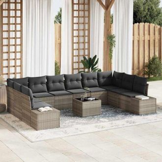 vidaXL Conjunto De Sof&aacute; De Jard&iacute;n 11 Pcs Gris Claro Polirat&aacute;n Vidaxl