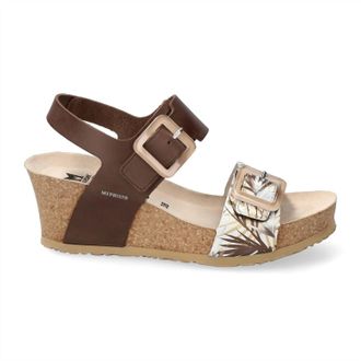 Mephisto Womens Lissia Comfort Wedge Sandal In Dark Brown Scratch Jungle