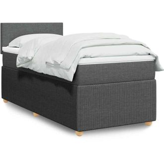 vidaXL Cama Box Spring Con Colch&oacute;n Tela Gris Oscuro 90x200 Cm Vidaxl