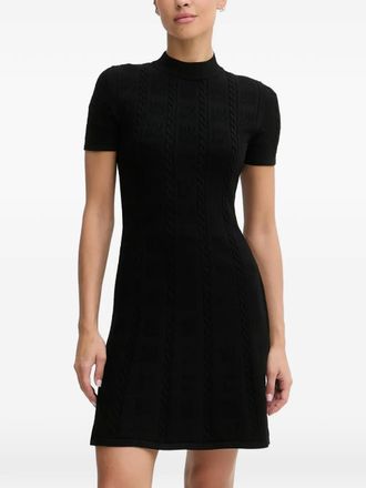 HUGO BOSS cable-knit short-sleeve mini dress - women - Viscose/Polyester - L - Black