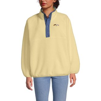 Lands End Unisex Snap Neck Fleece Pullover in Pale Yellow at Nordstrom, Size Xx-Large