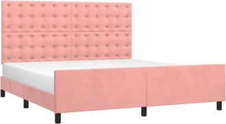 vidaXL Estructura de cama sin colchón terciopelo rosa 160x200 cm Vidaxl