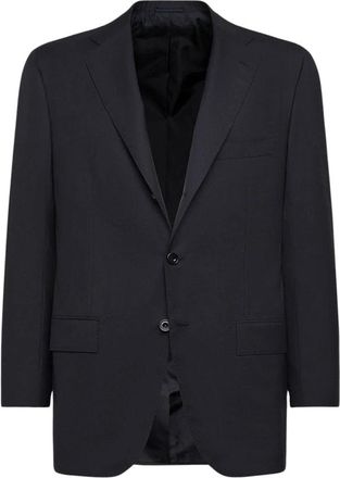Kiton Zwart Wollen Jas Blue Diamond Collectie - Heren - Blazers - Zwart - L - Wol - Jassen
