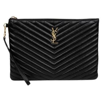 Saint Laurent Pre-owned Clutches, female, Black, Size: ONE SIZE Pre-owned Monogram Tablet Pouch