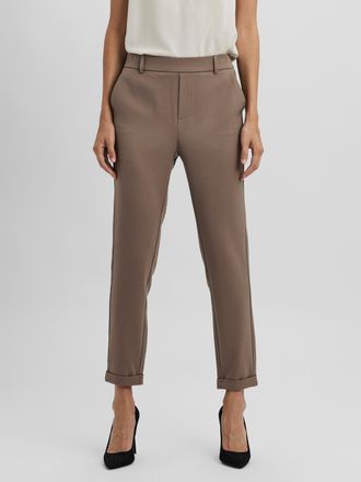 Vero Moda Anzughose VERO MODA VMMAYA MR LOOSE SOLID PANT NOOS, Damen, Gr. L (40), L&auml;nge 32, beige (fossil), Web, Obermaterial: 62% Polyester, 33% Viskose, 5% El