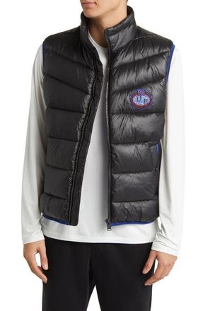 BOSS x NFL Corner Recycled Polyamide Puffer Vest in New York Giants Black at Nordstrom, Size Large