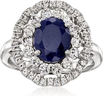 Ross-Simons Sapphire Ring With White Topaz in Sterling Silver