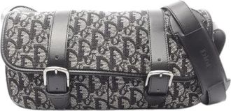 Dior Pre-owned Trotter Canvas Leather Shoulder Bag - Dames - Vintage Schoudertas - Blauw - ONE Size - Leer - Vintage