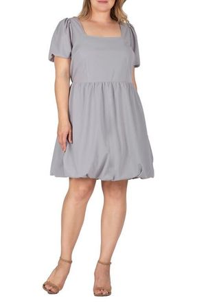 Standards & Practices Puff Sleeve Bubble Hem Dress in Grey at Nordstrom, Size 14W