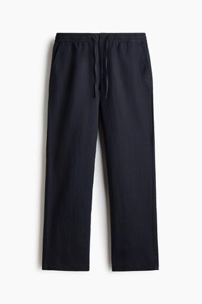 H&M Hose aus Leinenmix in Regular Fit - Marineblau