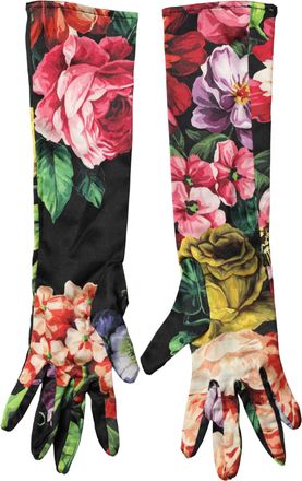Dolce & Gabbana Multicolor Floral Print Elbow Length Women Womens Gloves (Pre-Owned)