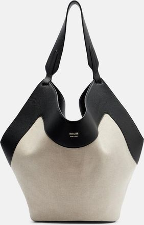 Khaite Lotus Medium leather-trimmed canvas tote bag