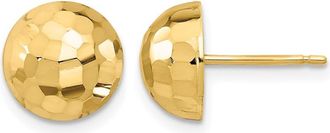 Diamond2Deal 14K Yellow Gold Diamond-cut 10mm Button Stud Earrings