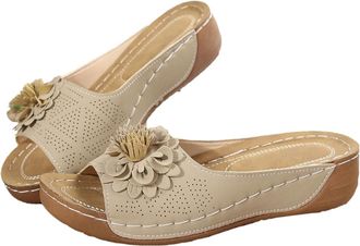 Generic Wedge Sandals for Women Slipper Perfect for Summer Beach Flowers Sandal Ladies Orthopedic Sliders Open Toe Platform Slippers with Arch Support Slip On