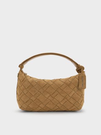 Charles & Keith Ivette Recycled Suede Woven Shoulder Bag